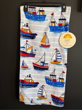 C&C California Kids Cotton Beach Towel - Nautical Boats. NEW